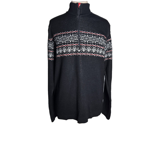 NEWLAND Sweater Womens 1/4 Zip Ski Vintage Wool Blend Made In ITALY Black Large - Picture 7 of 11